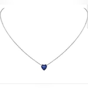 Suplight Dainty 925 Sterling Silver Birthstone Heart Crystal Necklace